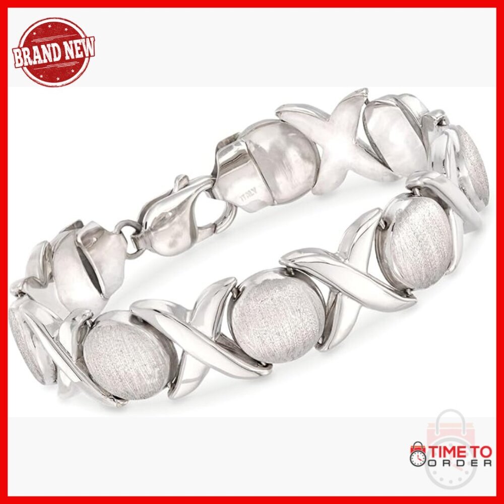 Sterling Silver XO Link Bracelet 8 Inch Lobster Clasp Everyday Wear